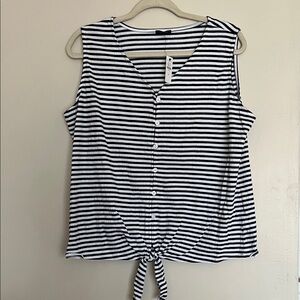 Talbots Black and White Striped Button-Down Blouse
Tank